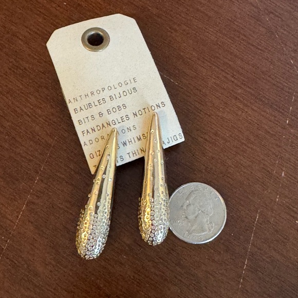 Anthropologie Pave Triangle Drop Earrings Gold NWT - Picture 6 of 6